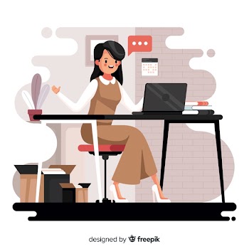 Woman working at the office Free Vector