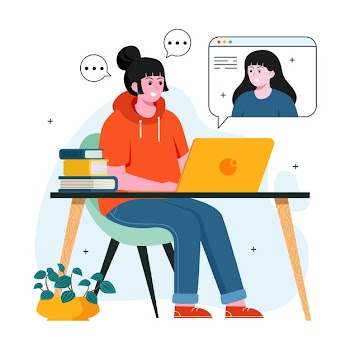 Woman working from home Free Vector