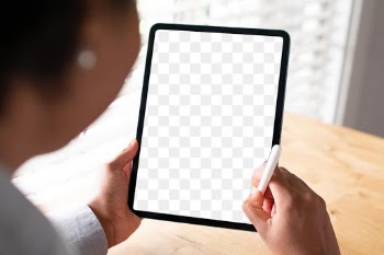 Woman working on a digital tablet in the new normal