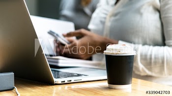 Woman working on a laptop