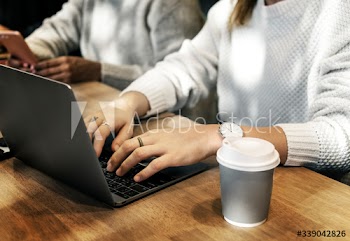Woman working on a laptop