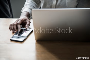 Woman working on a laptop