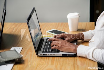 Woman working on a laptop