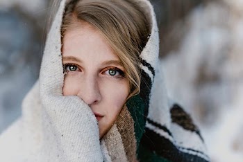 woman wrapped with scarf