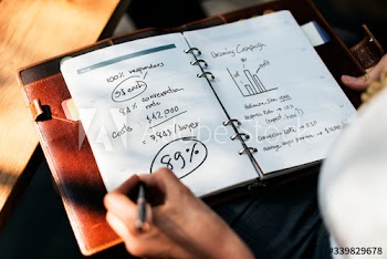 Woman writing and planning business strategy