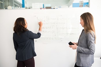 Woman Writing on Dry-erase Board