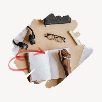 Woman writing on notebook, brush | Free PSD - rawpixel