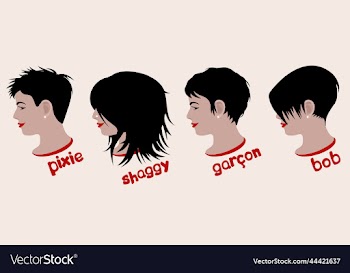 womans various hairstyles collection isolated