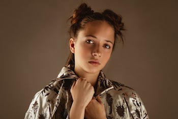 Women's Black and White Floral Top