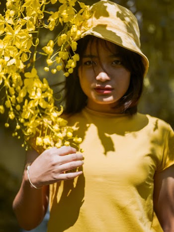 Women's Black and Yellow Floral Dress