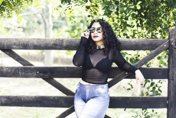 Women's Black Mesh Top