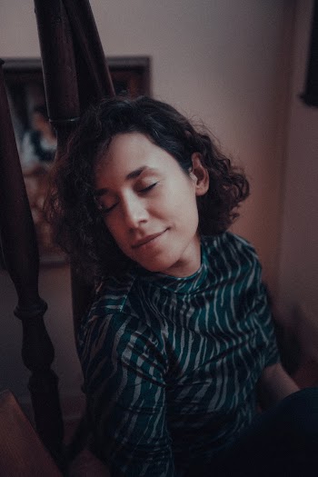 Women's Blue and Green Striped Shirt