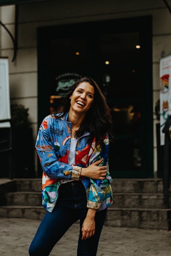 Women's Blue and Red Shirt
