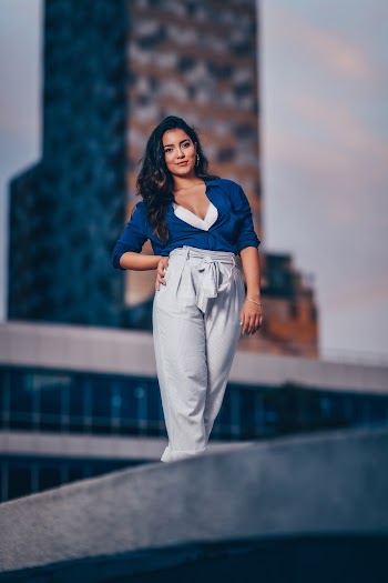 Women's Blue and White Shirt