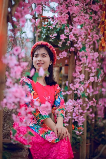 Women's Pink and Green Floral Dress