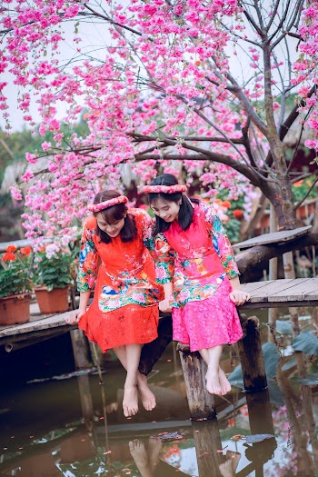 Women's Pink and Yellow Floral Dress