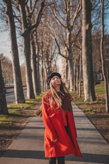 Women's Red and Black Long Sleeve Dress