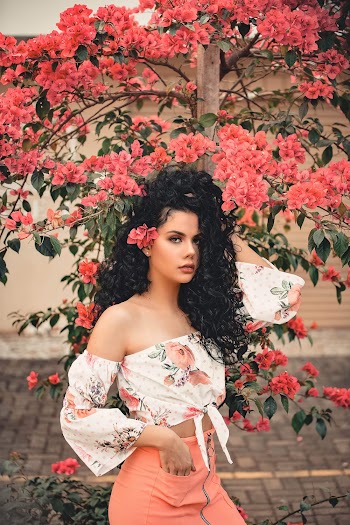 Women's Red and White Floral Off-shoulder Dress