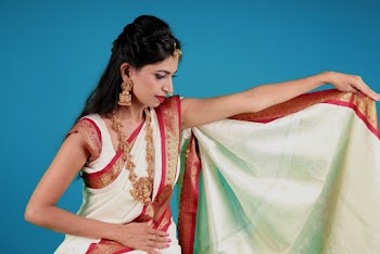 Women's Red and White Sari Dress