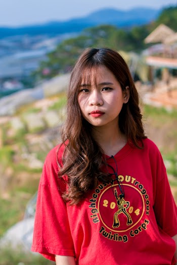 Women's Red Crew-neck T-shirt