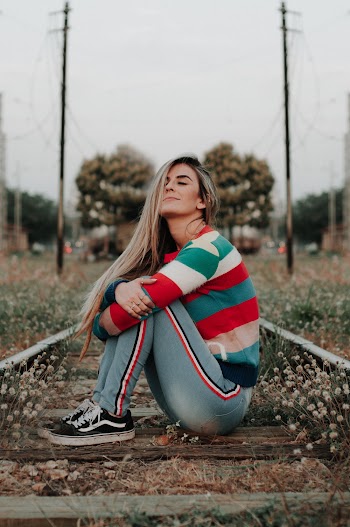 Women's White and Red Striped Shirt
