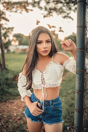 Women's White Cold-shoulder Top and Blue Bottoms