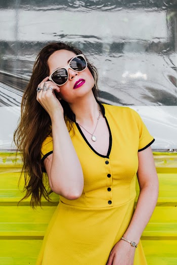 Women's Yellow Half-button Blouse