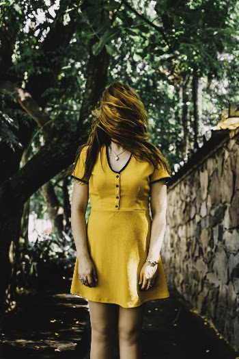 Women's Yellow Half-button Blouse