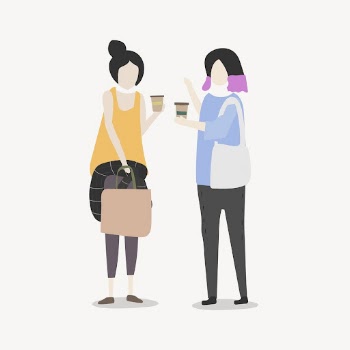 Women drinking coffee clipart, socializing, | Free Photo Illustration - rawpixel