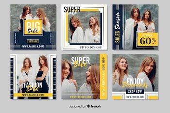Women fashion sale instagram post collection Free Vector