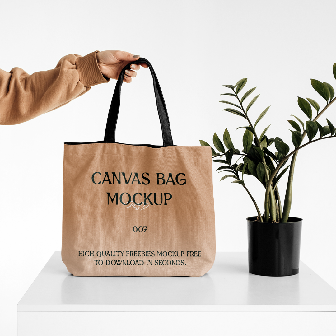 Women Holding Big Canvas Bag Mockup