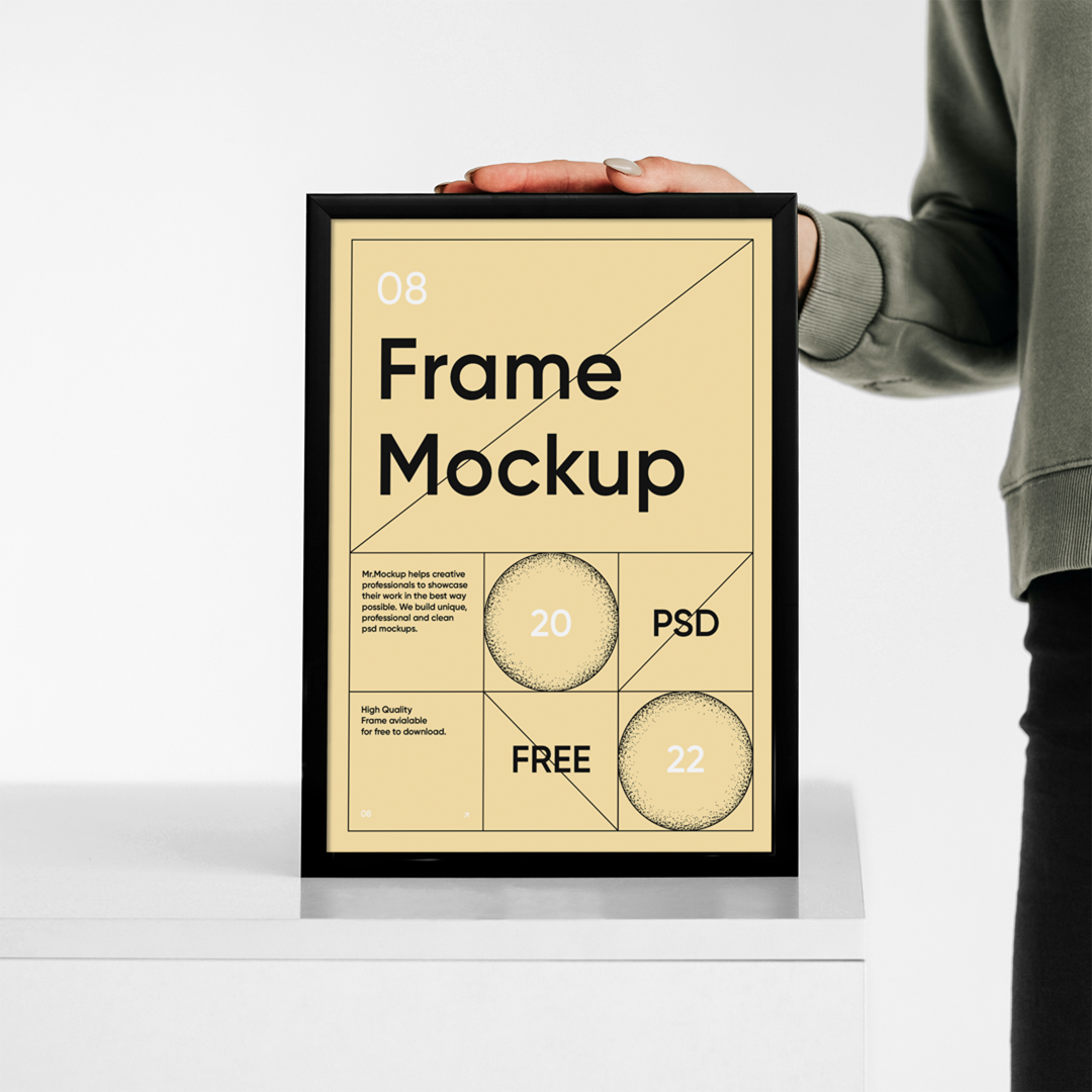 Women Holding Frame PSD Mockup