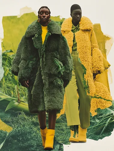 Women in Fur Coats Inspired by Nature: Fendi Moodboard Collage