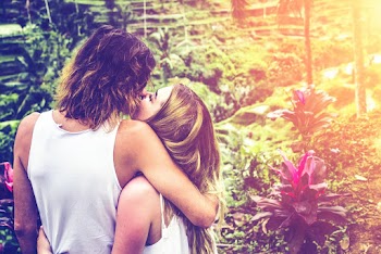 Women Kissing during Golden Hour