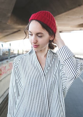 women's black and white pinstriped dress shirt