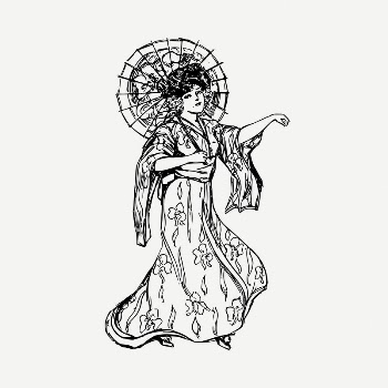 Women's kimono drawing, illustration psd. | Free PSD - rawpixel