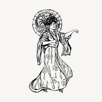 Women's kimono drawing, illustration vector. | Free Vector - rawpixel
