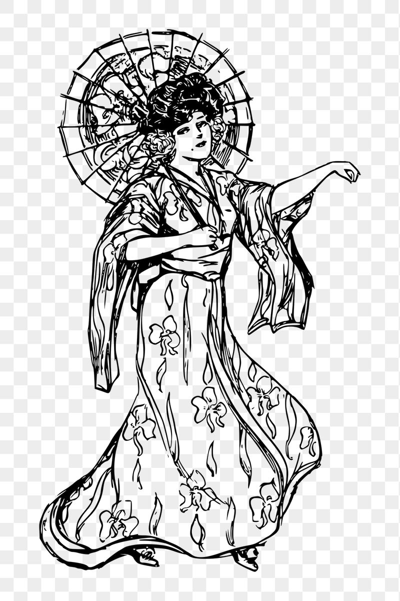 Women's kimono png sticker, transparent | Free PNG - rawpixel