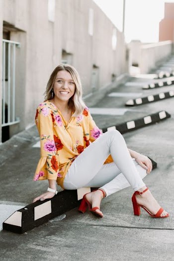 women's yellow and red floral casual shirt