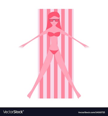 Women sunbathing in the sun excessive with danger vector image