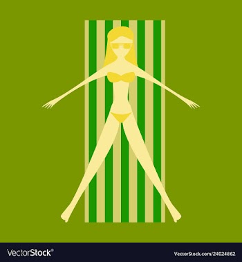 Women sunbathing in the sun excessive with danger vector image