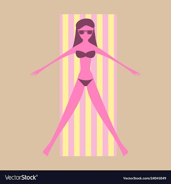 Women sunbathing in the sun excessive with danger vector image