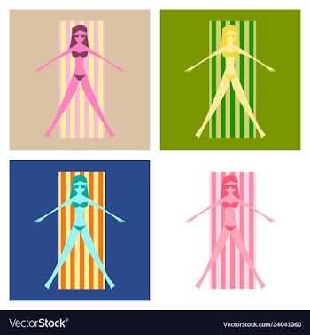 Women sunbathing in the sun excessive with danger vector image
