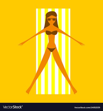 Women sunbathing in the sun excessive with danger vector image