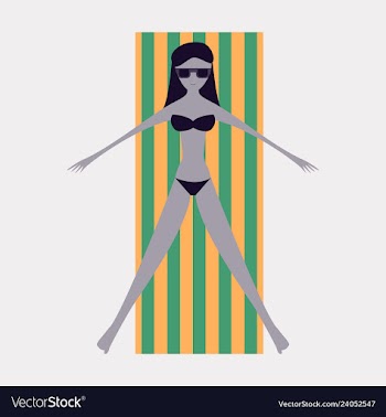 Women sunbathing in the sun excessive with danger vector image