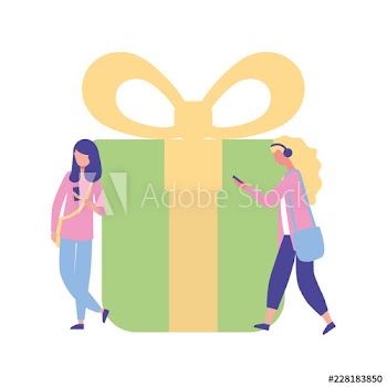 women using cellphone online shopping gift