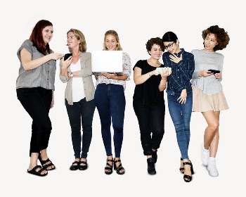Women using social media, isolated | Free PSD - rawpixel