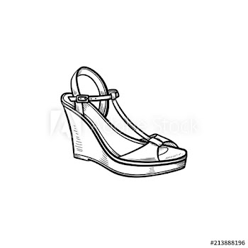 Women wedge sandal hand drawn outline doodle icon