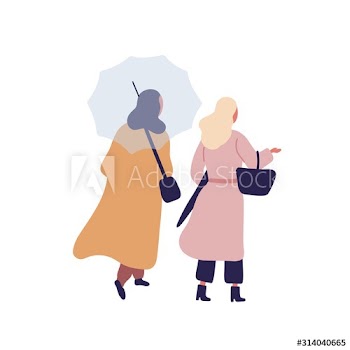 Women with umbrella flat vector illustration