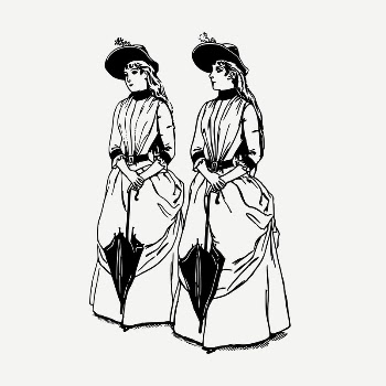 Women with umbrellas  drawing, | Free PSD - rawpixel